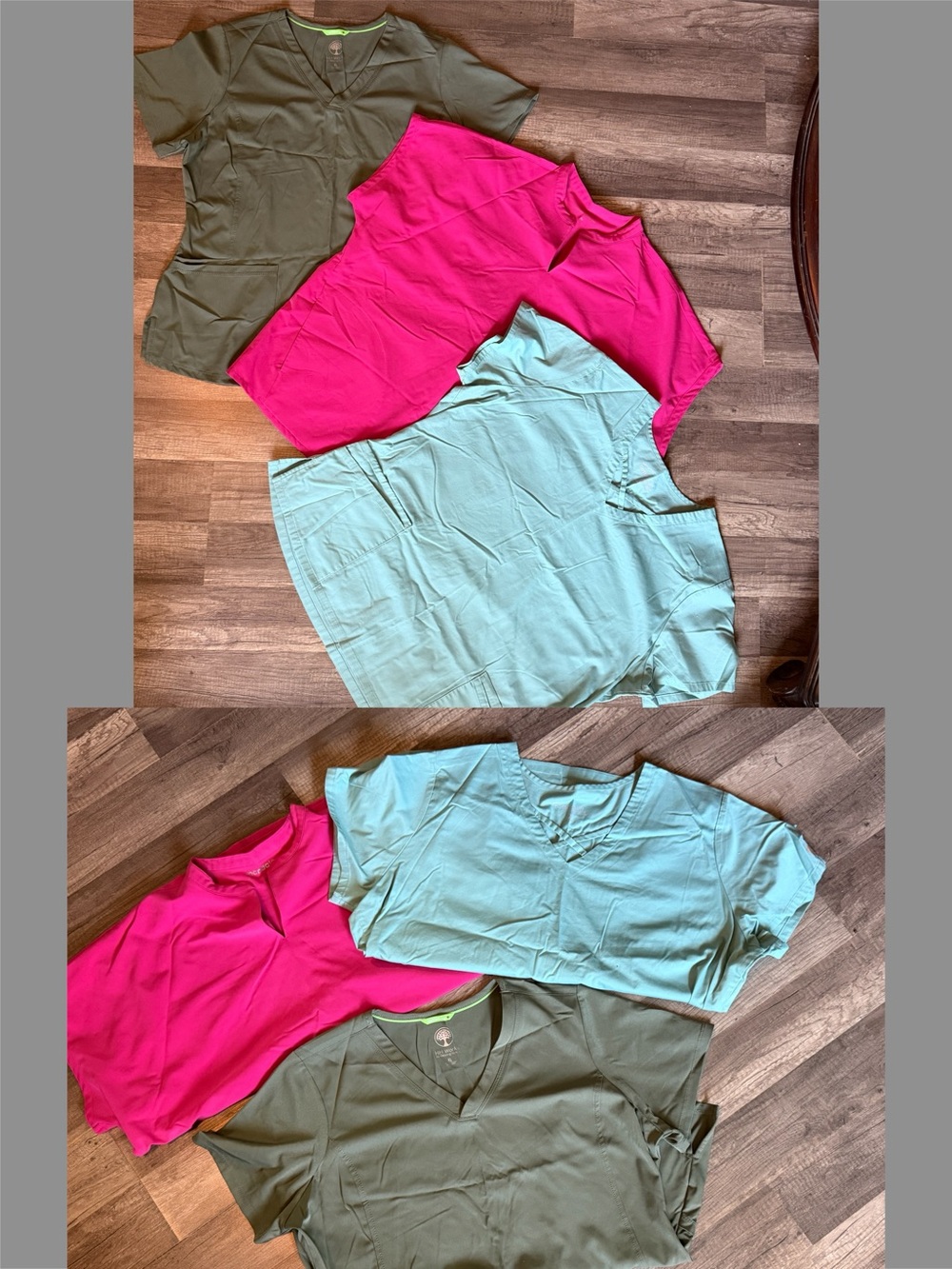 3pc Women’s Scrub Tops XL Mandala Healing Hands pink,green